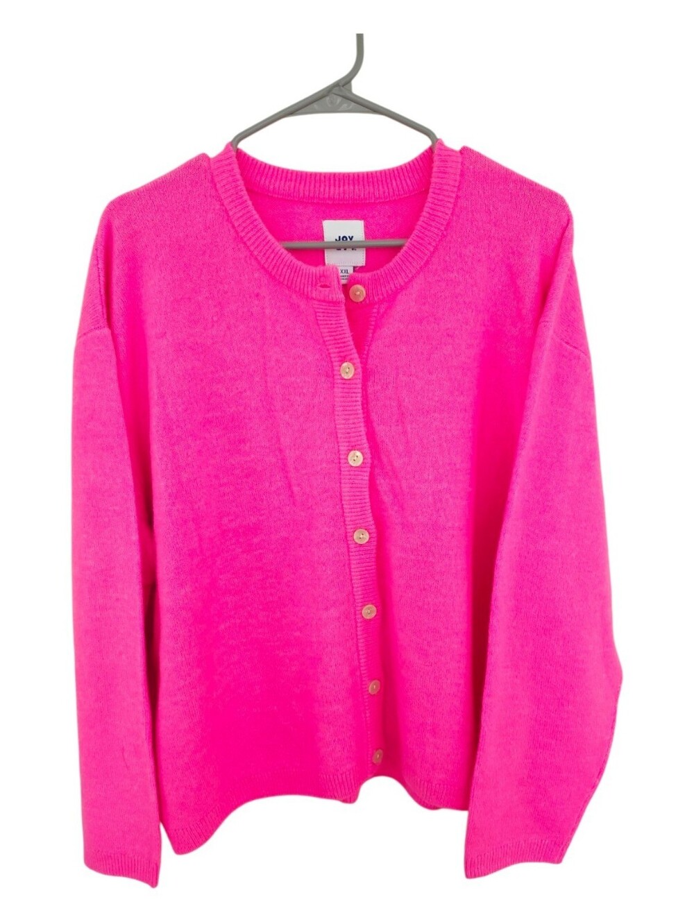 JoyLab Bright Pink Cardigan Sweater Button Front XXL